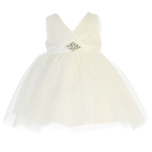 Baby Girls Satin Sash Pleated Tulle Flower Girl Dress 6-24M